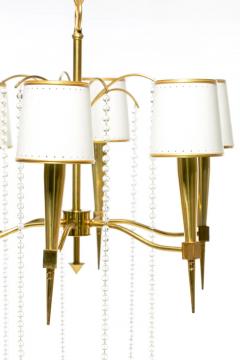 Tommi Parzinger Tommi Parzinger Hollywood Regency Chandelier of Flowing Crystals and Brass - 3080017