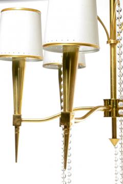 Tommi Parzinger Tommi Parzinger Hollywood Regency Chandelier of Flowing Crystals and Brass - 3080048