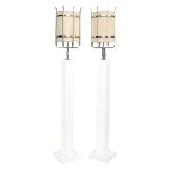 Tommi Parzinger Tommi Parzinger Important Pair of Floor Lamps in White Lacquer and Chrome 1960s - 2326476