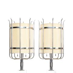 Tommi Parzinger Tommi Parzinger Important Pair of Floor Lamps in White Lacquer and Chrome 1960s - 2326478