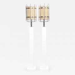 Tommi Parzinger Tommi Parzinger Important Pair of Floor Lamps in White Lacquer and Chrome 1960s - 2327376