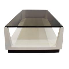 Tommi Parzinger Tommi Parzinger Lacquered Coffee Table with Smoke Glass Top 1970s - 1734326