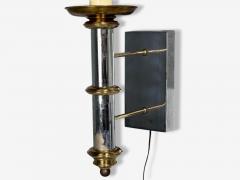 Tommi Parzinger Tommi Parzinger Large Wall Sconces Chromed Steel Brass Fabric USA 1950s - 4599349