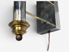 Tommi Parzinger Tommi Parzinger Large Wall Sconces Chromed Steel Brass Fabric USA 1950s - 4599350