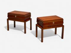 Tommi Parzinger Tommi Parzinger Mahogany Brass Low Nightstands USA 1960s - 4238186