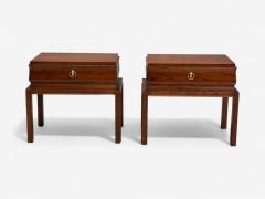 Tommi Parzinger Tommi Parzinger Mahogany Brass Low Nightstands USA 1960s - 4238187