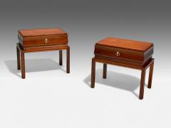 Tommi Parzinger Tommi Parzinger Mahogany Brass Low Nightstands USA 1960s - 4238189