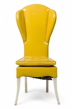 Tommi Parzinger Tommi Parzinger Mid Century American Yellow Vinyl Upholstered Wing Chair - 4274952