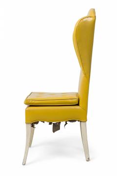 Tommi Parzinger Tommi Parzinger Mid Century American Yellow Vinyl Upholstered Wing Chair - 4274953