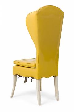 Tommi Parzinger Tommi Parzinger Mid Century American Yellow Vinyl Upholstered Wing Chair - 4274954