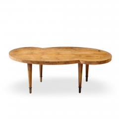 Tommi Parzinger Tommi Parzinger Mid Century Free Form Mahogany and Brass Curved Coffee Table - 4471737