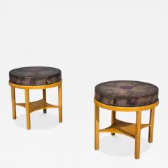 Tommi Parzinger Tommi Parzinger Nightstands Bleached Mahogany Leather USA 1930s - 4598193