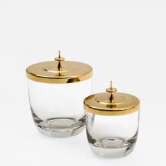 Tommi Parzinger Tommi Parzinger Pair of Brass Lidded Blown Glass Jars circa 1959 - 908412