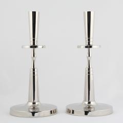 Tommi Parzinger Tommi Parzinger Pair of Candelabra in Polished Nickel 1950s Signed  - 1925579