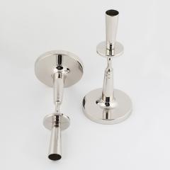 Tommi Parzinger Tommi Parzinger Pair of Candelabra in Polished Nickel 1950s Signed  - 1925580