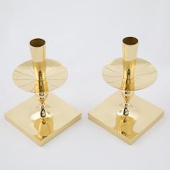 Tommi Parzinger Tommi Parzinger Pair of Elegant Candelabra in Polished Brass 1950s Signed  - 1925589