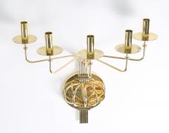 Tommi Parzinger Tommi Parzinger Pair of Impressive 5 Arm Wall Sconces in Polished Brass 1950s - 1926745