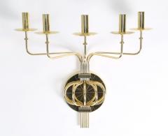 Tommi Parzinger Tommi Parzinger Pair of Impressive 5 Arm Wall Sconces in Polished Brass 1950s - 1926746