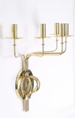 Tommi Parzinger Tommi Parzinger Pair of Impressive 5 Arm Wall Sconces in Polished Brass 1950s - 1926749