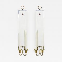 Tommi Parzinger Tommi Parzinger Pair of Mirrored Sconces With Brass Candle Holders 1950s - 1188614