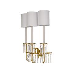 Tommi Parzinger Tommi Parzinger Pair of Rare and Important 3 Arm Sconces with Crystals 1950s - 4008333