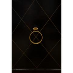 Tommi Parzinger Tommi Parzinger Rare Hand Tooled Black Leather Credenza 1940s Signed  - 3380089