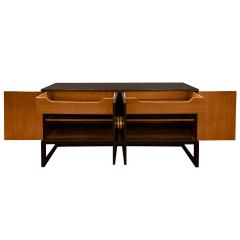 Tommi Parzinger Tommi Parzinger Rare Hand Tooled Black Leather Credenza 1940s Signed  - 3380092