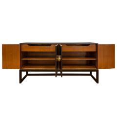Tommi Parzinger Tommi Parzinger Rare Hand Tooled Black Leather Credenza 1940s Signed  - 3380093