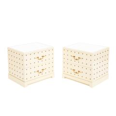 Tommi Parzinger Tommi Parzinger Rare Lacquered and Studded Bedside Tables 1950s - 2235027