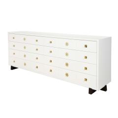 Tommi Parzinger Tommi Parzinger Stunning Long Chest of Drawers with Iconic Hardware 1950s - 2565407