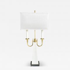 Tommi Parzinger Tommi Parzinger Style 1950s Two light Brass and Ceramic Bouilotte Lamp - 3948469