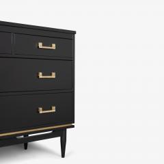 Tommi Parzinger Tommi Parzinger Style 4 Drawer Dresser in Ebony Lacquer Brass Pulls - 4121550