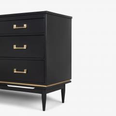 Tommi Parzinger Tommi Parzinger Style 4 Drawer Dresser in Ebony Lacquer Brass Pulls - 4121555