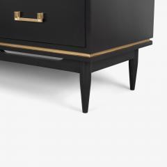 Tommi Parzinger Tommi Parzinger Style 4 Drawer Dresser in Ebony Lacquer Brass Pulls - 4121557