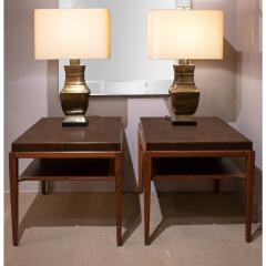 Tommi Parzinger Tommi Parzinger Superb Pair End Tables in Walnut with Leather Tops 1940s - 3735061