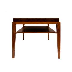 Tommi Parzinger Tommi Parzinger Superb Pair End Tables in Walnut with Leather Tops 1940s - 3735064