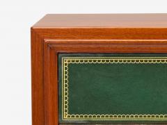 Tommi Parzinger Tommi Parzinger Wood Brass Green Leather Chests of Drawers USA 1950s - 4259871