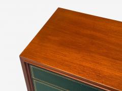 Tommi Parzinger Tommi Parzinger Wood Brass Green Leather Chests of Drawers USA 1950s - 4259879