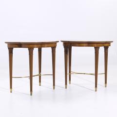 Tommi Parzinger Tommi Parzinger for Charak Mid Century Brass and Mahogany Side End Tables Pair - 4029573