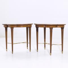 Tommi Parzinger Tommi Parzinger for Charak Mid Century Brass and Mahogany Side End Tables Pair - 4029574