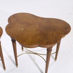 Tommi Parzinger Tommi Parzinger for Charak Mid Century Brass and Mahogany Side End Tables Pair - 4029577