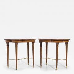 Tommi Parzinger Tommi Parzinger for Charak Mid Century Brass and Mahogany Side End Tables Pair - 4031074