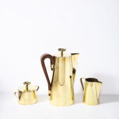 Tommi Parzinger Tommi Parzinger for Dorlyn Silversmiths Tea Service in Polished Brass Walnut - 2092937