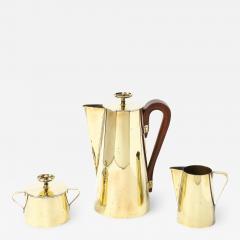 Tommi Parzinger Tommi Parzinger for Dorlyn Silversmiths Tea Service in Polished Brass Walnut - 2094550