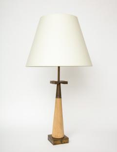 Tommi Parzinger Wood and Patinated Brass Table Lamp by Tommi Parzinger for Stiffel - 3299205