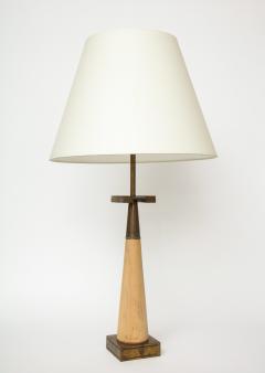Tommi Parzinger Wood and Patinated Brass Table Lamp by Tommi Parzinger for Stiffel - 3299206