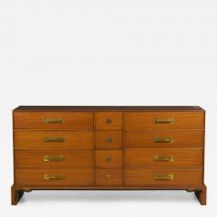 Tommi Parzinger for Charak American Mid Century Walnut and Brass Twelve Drawer C - 4631041