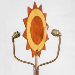 Toni Cordero Toni Cordero attr Floor Lamp Sun and Moon in Brass and Wood - 3516338
