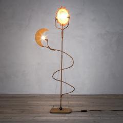 Toni Cordero Toni Cordero attr Floor Lamp Sun and Moon in Brass and Wood - 3516339