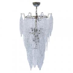 Toni Zuccheri PAIR OF ITALIAN MURANO DESIGN BLOWN LACE CLEAR GLASS CHANDELIERS - 1771364